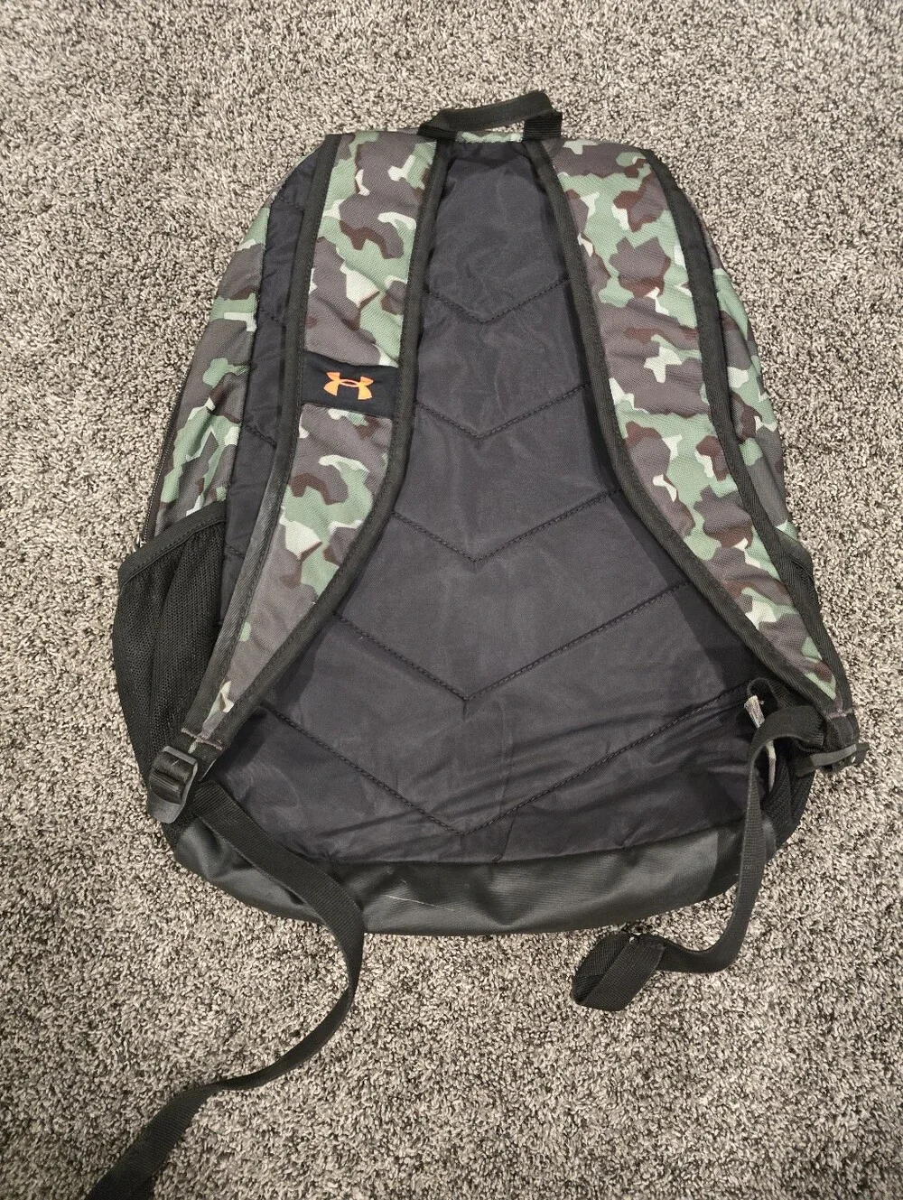 Under Armour Green Camo Backpack with Orange Logo